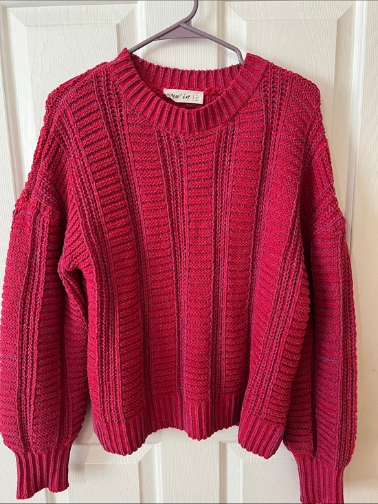 new in Sweaters - Cozy Ribbed Crewneck Sweater in Raspberry Red